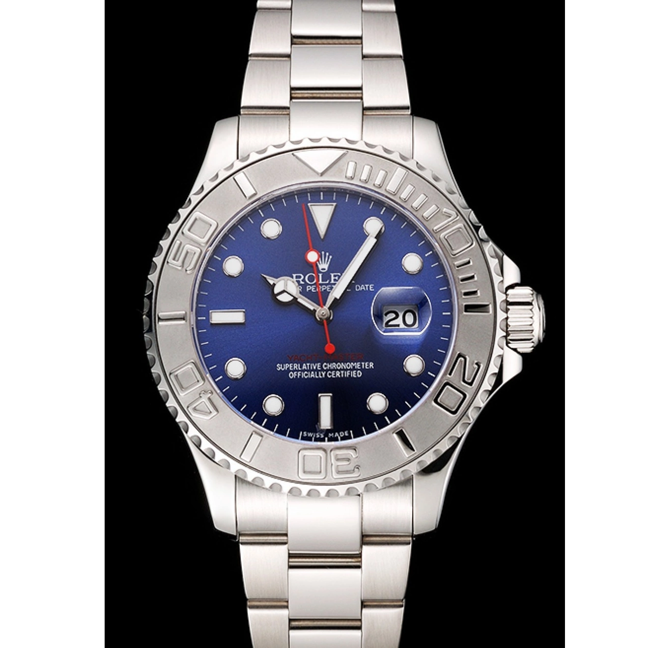 AAA Replica Watches Yacht-Master Dial Stainless Blue Case And Steel Bracelet Rolex 0714